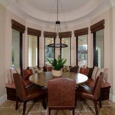 Casual Spanish Dining Nook With Iron Chandelier