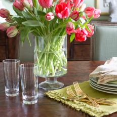 Casual Table Settings and Pink Tulips