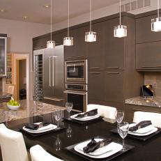 Contemporary Eat-In Kitchen Features Gray Cabinetry