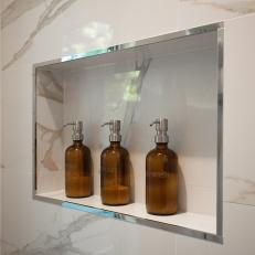 Inset Shower Shelf With Dispensers