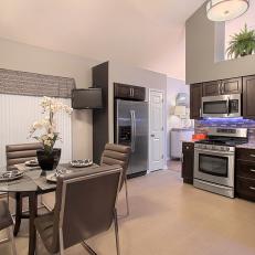 Contemporary Eat-In Kitchen With Gray Dining Chairs
