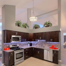 Rich Wood Cabinets in Stylish Contemporary Kitchen