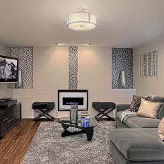 Snazzy Living Room With Mosaic Tile Accent Wall