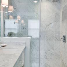 Gorgeous Marble Details in Transitional Bathroom