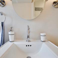 Square Pedestal Sink With Oval Mirror