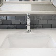 Undermount Bathroom Sink With Gray Tile Backsplash