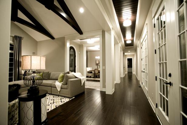 Contemporary Hallway Features Dark Hardwood Flooring Hgtv