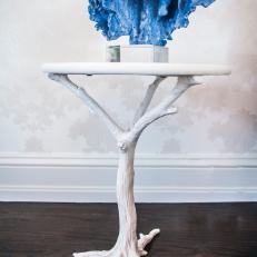 Vibrant Blue Coral Tops White Coral End Table