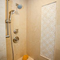 Traditional Walk-In Shower With Accent Tiles