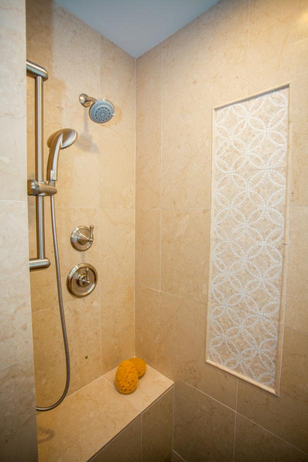 Traditional WalkIn Shower With Accent Tiles HGTV