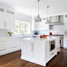 Transitional White Kitchen Is Bright, Spacious