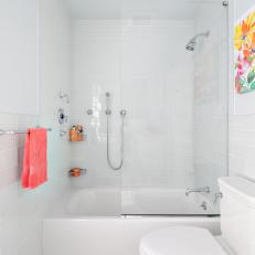 Kid's Bathroom With Combination Shower Tub