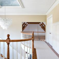 Traditional Upstairs Hallway Is Open, Airy