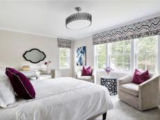Plum Accents in Contemporary Guest Bedroom
