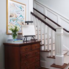 Traditional Entryway With Abstract Art