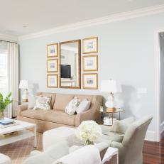 Transitional Living Room is Welcoming, Serene
