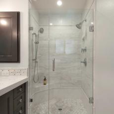 Open Glass Shower in Contemporary Bathroom