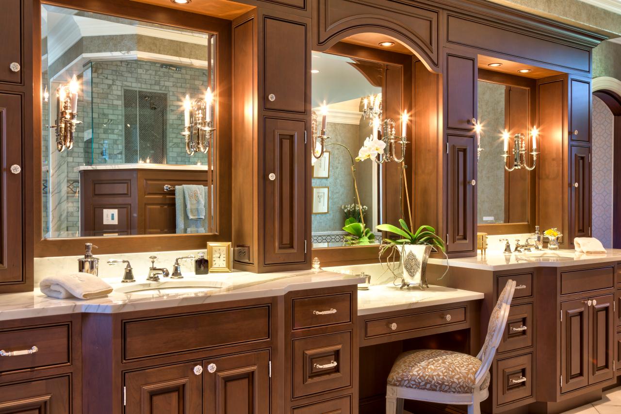 Traditional Wood Bathroom Vanity With Dressing Table | HGTV