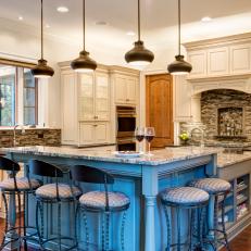 Creamy Kitchen With Ample Seating 