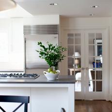 Light, Contemporary Kitchen With French Doors 