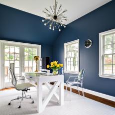 Dramatic Navy Home Office