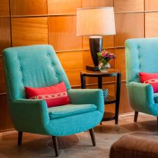 Pair of Blue Midcentury Modern Armchairs