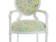 paint splattered chair