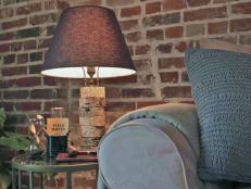 Make a rustic table lamp with a lamp kit and a birch wood log.