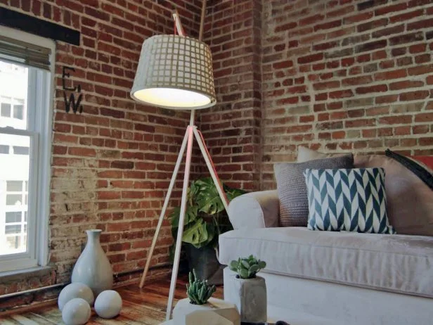 Make a rustic, modern floor lamp using pine lumber.