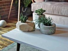 Dan Faires shares instructions on how to make geometric planters made from concrete and wood.