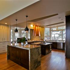 Open Plan Kitchen With Two Islands