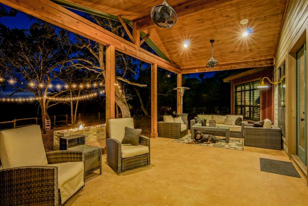Covered Country Porch Features Wicker Furniture | HGTV
