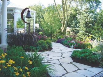 Flower Garden With Flagstone Path