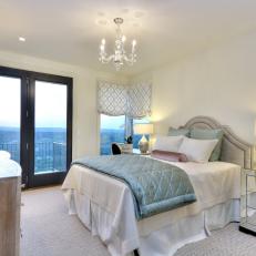 Elegant Transitional Bedroom With Turquoise Accents