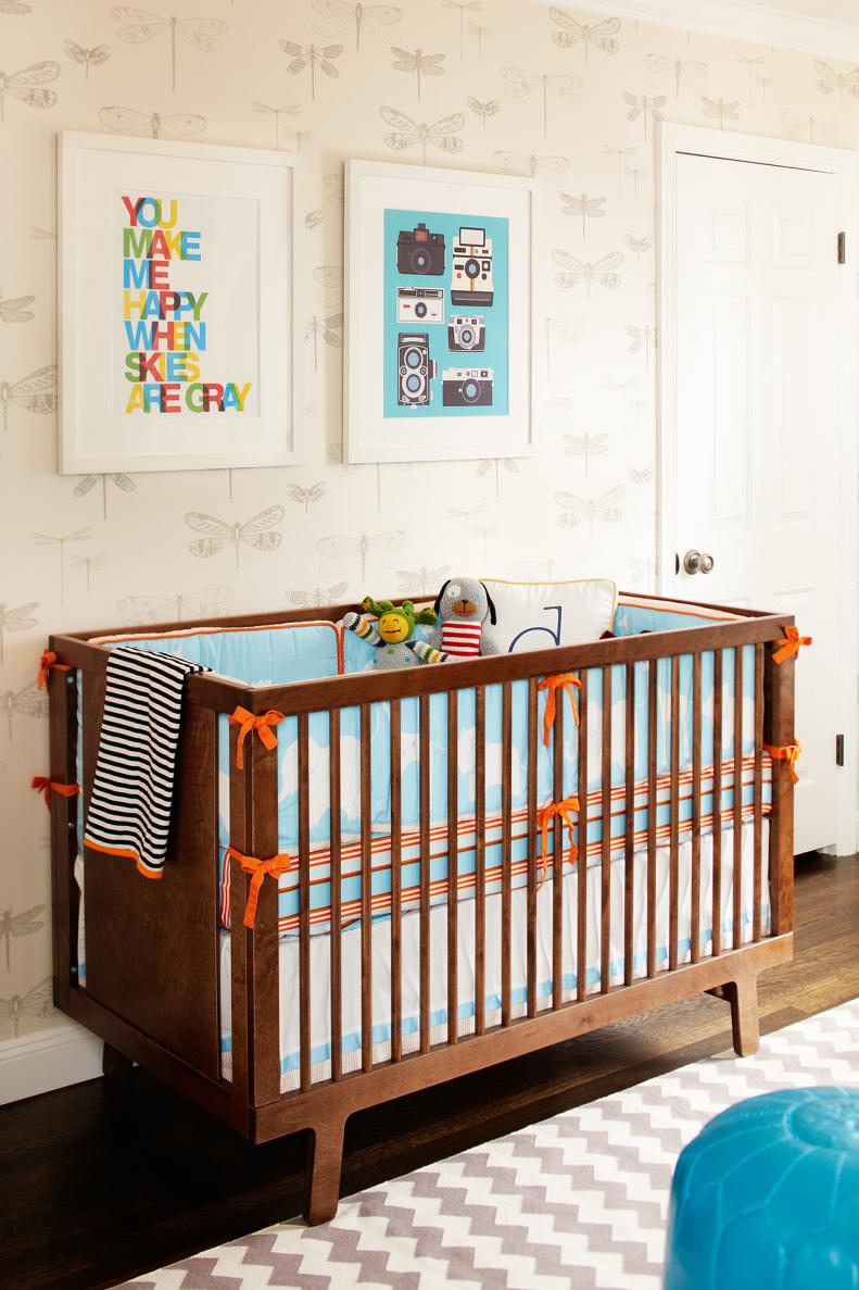 Wood Crib in Contemporary Nursery