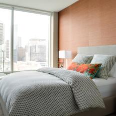 Neutral Contemporary Bedroom With Patterned Bedding
