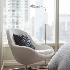 White Contemporary Armchair and Floor Lamp