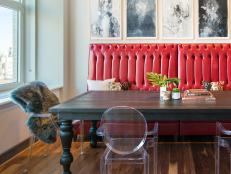 Dining Table With Red Banquette