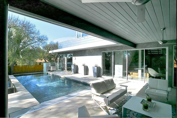 Modern Covered Patio By Swimming Pool Hgtv