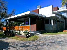 Modern Exterior With Rust Red Cor'ten Steel, Metal Siding & Stucco