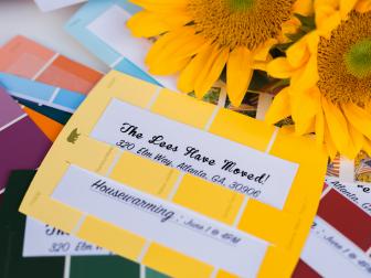 Multicolored Paint Chip Invites for Housewarming Party