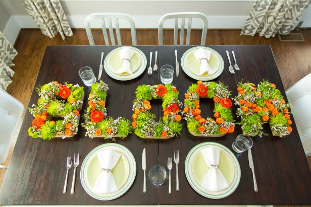 Spring Flowers in Cut-Out Paper Mache Letters