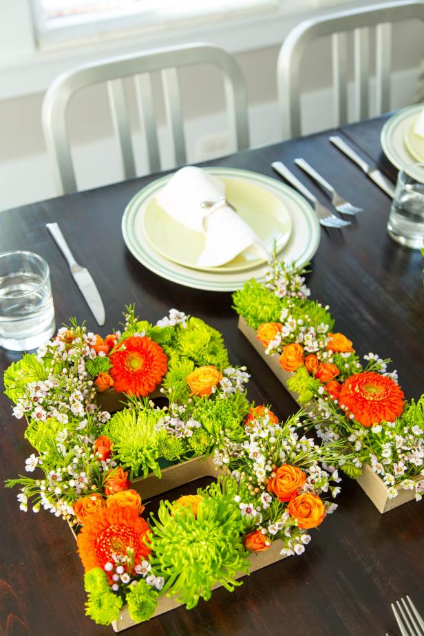 Create a stunning centerpiece for your spring table using seasonal flowers and paper mache letters. Gather the following materials for this project: a craft knife, paper mache letters, floral foam, fresh flowers and pruning shears.