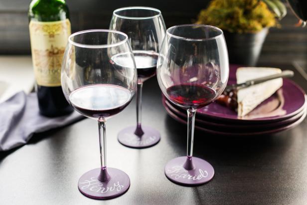 Wine Glasses With Painted Bases