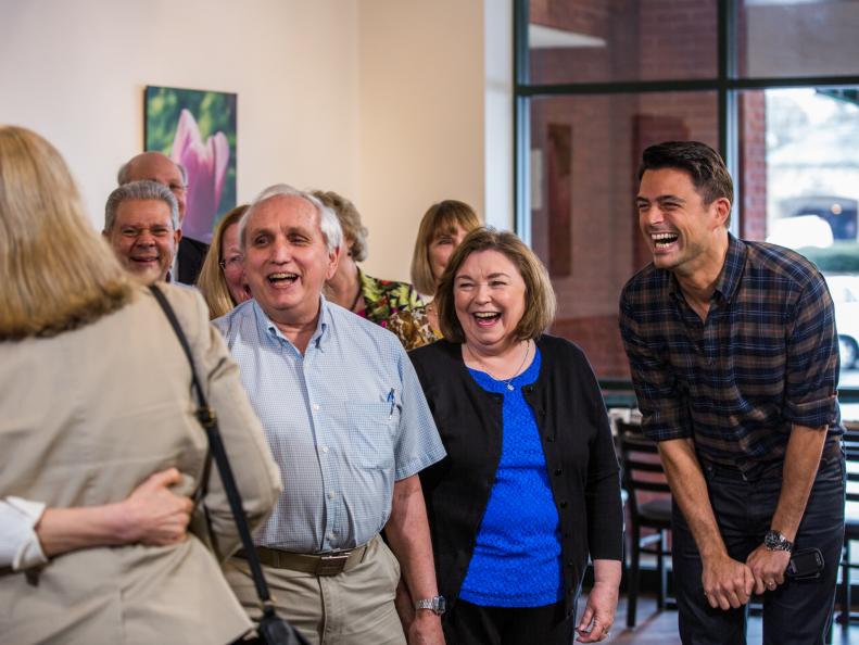 HGTV Host, John Gidding, surprises Katherine O'Dell, winner of the HGTV Dream Home 2015, in Huntsville, Alabama, on Friday, March 20. The grand prize features an approximately 3,200-square-foot residence and all its furnishings on Martha's Vineyard, a 2015 GMC Acadia Denali and a $250,000 cash prize provided by national mortgage lender Quicken Loans.