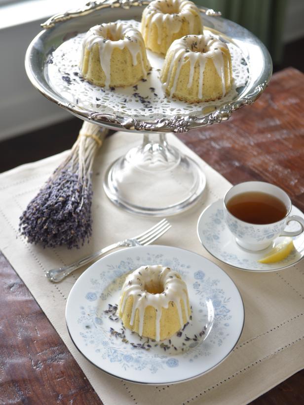 Serve up the perfect dessert with tiny cakes drizzled in lemon and lavender.