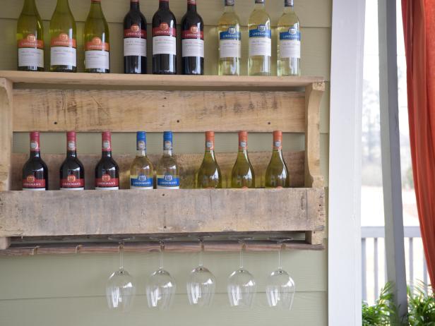 Store your wine in rustic style by putting a new twist on a standard, wooden shipping pallet.