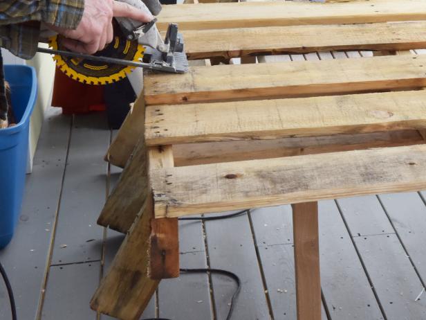 Use Circular Saw to Cut Pallet to Size 