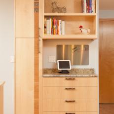 Neutral Wood Kitchen Cabinet and Work Center