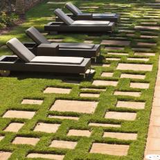 Lawn Chairs and Pavers in Grass
